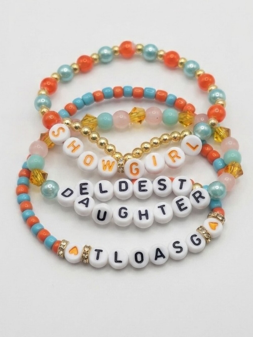 Beaded Bracelet Set - Orange, Blue & Gold Taylor SWIFT